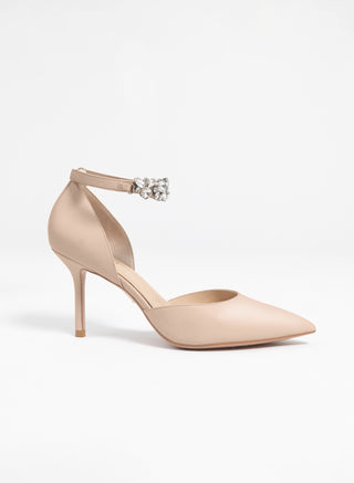 Adorné nude flower Strap and basic leather strap - One shoe, two strap options.